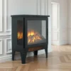 SEVOBAL Fireplace Insert Heater Mantel 3D Flame Quartz Fireplace Stove Bottom Air Outlet Fire Place Panoramic 3-Side View, Black, 16.93"*11.14"*17.5" -Household Items GUEST 69983593 6a21 490a b426 4b8ac122a0e0