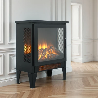 SEVOBAL Fireplace Insert Heater Mantel 3D Flame Quartz Fireplace Stove Bottom Air Outlet Fire Place Panoramic 3-Side View, Black, 16.93"*11.14"*17.5" 3 SEVOBAL Fireplace Insert Heater Mantel 3D Flame Quartz Fireplace Stove Bottom Air Outlet Fire Place Panoramic 3-Side View, Black, 16.93"*11.14"*17.5"
