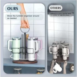 SEVOBAL Stanley 40 Oz Cup Organizer With Handle Rotating Tumbler Holder Bottle Storage Rack Kitchen Holder Non-Slip Pad, Black, 12.87"*12.87"*3.51" -Household Items GUEST 6a676563 e63d 472a b8de f56a269590cb