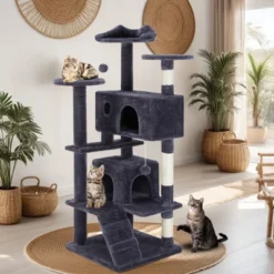 Sevobal Pet Tower Multi-Functional Cat Tree House Cat Climbing Frame, Lounge And Recreation Area Detachable Toy, Blue, 50″*50″*135″ -Household Items GUEST 6c267010 2b1a 4d4f 871d 245b4390b959