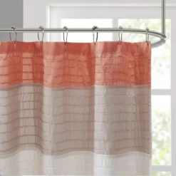 SEVOBAL Shower Curtain Faux Silk With Pintucked Detailing And Colorblock Design For Stylish Bathroom Decor, Pink, 72"*72"*0.13"
