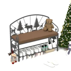 SEVOBAL Shoe Racks Upholstered Storage Bench Entryway Shoe Storage Home Office Organizer For Living Spaces, Antique Brown, 41.14"*15.55"*3.35"