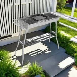 SEVOBAL Outdoor Grills, Griddles And Smokers Foldable Outdoor BBQ Set With Non Stick Pan, Accessories For Camping, Picnics, Silver, 28.7"*12.99"*7.3" -Household Items GUEST 6caf1197 5d05 4fc7 bd67 bc4c47b64e35