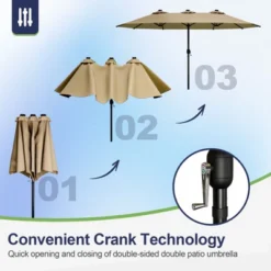 Sevobal Patio Umbrellas Double Sided Twin Outdoor Market Umbrella Extra Large With Crank Handle For Deck, Lawn, Backyard, Brown, 181.1“*106.2"*94.5" -Household Items GUEST 6d5a05d1 2143 4552 8004 eeb2d5d28b08