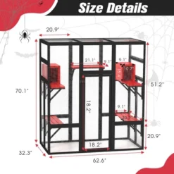 Sevobal Pet Crates And Houses Gothic Outdoor Large Cat Catio With Platforms And Condos, Patio Cat Window Box, Weatherproof, Black, 62.6"*32.3"*70.1" -Household Items GUEST 6e5ce9f2 ba69 4905 85bf 95c286c0fcb4