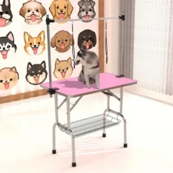 SEVOBAL Pet Grooming Tool 36-Inch Foldable Pet Grooming Table Stainless Steel Frame With Rubber Pads Adjustable Tabletop, Pink, 36.00"*24.00"*30.00" -Household Items GUEST 7078ca3d 202e 4b48 89c4 ac7767d9f1cd