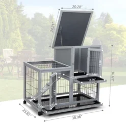 Sevobal Pet Carriers, Portable Rabbit Hutch With Wheels, Indoor Outdoor Fence For Yard, Gray, 38.98"*23.82"*36.61" -Household Items GUEST 71520396 a6be 4c0e 97a1 ad69ba573e1f