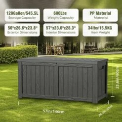SEVOBAL Deck Boxes 120 Gal Outdoor Storage Deck Box, Small Patio Storage Bin For Garden Tools, Black, 54.25"*26.5"*24.2" -Household Items GUEST 73d994d2 45bb 4067 a553 432127cd46db