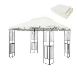 Sevobal Patio Umbrellas Outdoor Patio Gazebo Canopy, Outdoor Replaceable Canopy, Double Shed Roof, Canopy Top Only , Beige, 118"*118"*33.07" -Household Items GUEST 741d086a 8b96 479b bd56 2e08a3a33a17