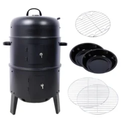SEVOBAL Grill Cookware 3-in-1 Vertical Charcoal Smoker Grill, Portable BBQ Smoker For Camping, Backyard Cooking, Black, 20.25"*16.88"*32.63" -Household Items GUEST 75189a3c 8ec7 4f44 a4e4 6f9efe25b5dc