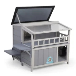 SEVOBAL Pet Crates And Houses Wooden Cat Catio With Platforms Sunshine Board Hammock Door Kitten Cage Condo For Outdoor, Gray, 39"*33"*64" -Household Items GUEST 778f1a34 ec09 43f9 9355 f5cc398b6382