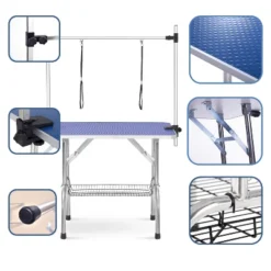 SEVOBAL Pet Grooming Tool 46-Inch Foldable Pet Grooming Table Stainless Steel Frame With Rubber Pads Adjustable Tabletop, Blue, 46.00"*23.60"*30" -Household Items GUEST 7796210c 0ca4 4270 a5fe a8c5e2a9de12
