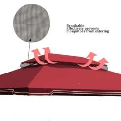 Sevobal Patio Umbrellas Outdoor Patio Gazebo Replacement Canopy, Double Tiered Gazebo Tent Roof Top Cover Only , Red, 139.76"*116.14"*69.29" -Household Items GUEST 77fc9c67 c454 4d81 bece f306b1d9c5a8