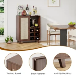 SEVOBAL 47" Sideboard Cabinet Storage Bar Cabinet With Rose Racks Buffet Cabinet For Home Living Room Kitchen Entryway, Brown, 15"*27.5"*33.8" -Household Items GUEST 78d4d078 ad31 4039 9402 17fb252c9f96