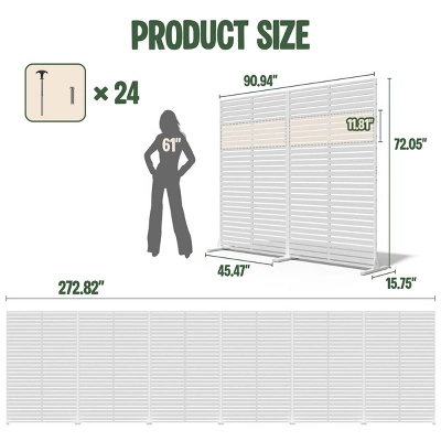 SEVOBAL 6pc Patio Screen Patio Privacy Porch Screen Patio Screens Paged Patio Decorative Screens Patio Screen Decor Outdoor, White, 272.82"*15.75"*72" 4 SEVOBAL 6pc Patio Screen Patio Privacy Porch Screen Patio Screens Paged Patio Decorative Screens Patio Screen Decor Outdoor, White, 272.82"*15.75"*72" - Image 2