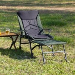 Sevobal Outdoor Portable Chairs Camping Lounge Chair With Detachable Footrest And Adjustable Backrest For Indoor Outdoor, Green, 55.91"*23.23"*34.25"