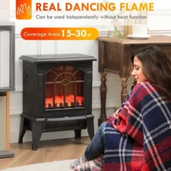 SEVOBAL Fireplace Insert Heater Mantel 3D Flame Fireplace Stove Bottom Air Outlet Fire Place Panoramic Fire Place Heater, Black, 15.9"*11.8"*17.7" -Household Items GUEST 794eb2de 5015 40de b560 7b54628433f8