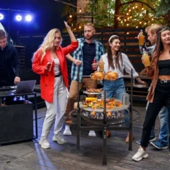 SEVOBAL Grill Cookware Round Iron Charcoal, Portable Outdoor BBQ Grill For Camping, Picnics, Durable High-Temp Surface, Black, 33.46"*33.46"*40.55" -Household Items GUEST 79748f0b a685 4d4a ac3f fe7e68293f0f