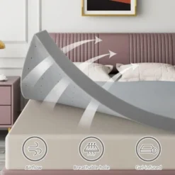 SEVOBAL Mattresses Extra Firm Mattress Topper High Density Foam For Back Support And Pressure Relief For Bedroom, Gray, 74"*38"*2"