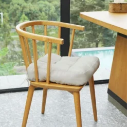 SEVOBAL 2Pack Square Seat Cushions With Premium Soft Cotton Filling, Non-Slip Bottom Durable Chair Pads For Dining Room, Beige, 17.8"*17.8"*4.4"