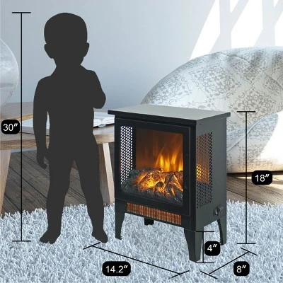 SEVOBAL Fireplace Insert Heater Mantel 3D Flame Quartz Fireplace Stove Bottom Air Outlet Fire Place Panoramic 3-Side View, Black, 16.93"*11.14"*17.5" 4 SEVOBAL Fireplace Insert Heater Mantel 3D Flame Quartz Fireplace Stove Bottom Air Outlet Fire Place Panoramic 3-Side View, Black, 16.93"*11.14"*17.5" - Image 2
