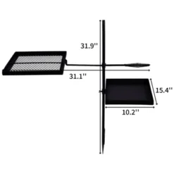 SEVOBAL Grill Cookware Campfire Skillet Combo, Heavy-Duty Adjustable Cooking System, All-in-One For Open Camping, Patio BBQs, Black, 31.1"*15.4"*31.9"