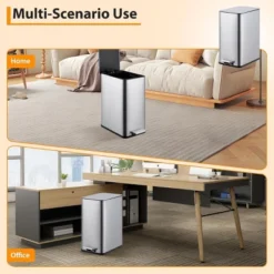 SEVOBAL Trash Can Kitchen Garbage Can Trash Cans Rectangle Stainless Steel With Soft Close Lid Step Foot Pedal Bathroom Toilet, Black, 14"*10"*10" -Household Items GUEST 7b3e8c8b 1547 4141 a04d d797df7fea12