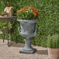 Sevobal Planters Mid-age Style Classic URN Plant Pots, Decorative Flower Pots For Outdoor Garden Patio, Gray, 18.75"*18.75"*28.25" -Household Items GUEST 7b451701 9b27 4e00 9f6c 3e1fb6220569
