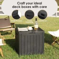 SEVOBAL Deck Boxes 30 Gal Outdoor Storage Deck Box, All-Weather Resistant Patio Deck Storage Box Container, Black, 22.09"*17.09"*20.87" -Household Items GUEST 7b848ef0 89b1 4019 b974 f46d570bac87
