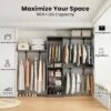 SEVOBAL Freestanding Coat Racks 6 Shelves And 3 Rods Heavy-Duty Wood Closet Organizer System， Adjustable Storage For Using, Gray, 15.8"*96.1"*75" -Household Items GUEST 7c1d21d4 ad9b 4cf9 8ddf 3ead645ca6c2
