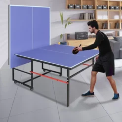 SEVOBAL 8ft Mid-Size Table Tennis Accessories Foldable Portable Ping Pong Table Set For Indoor Games For Game Room, Blue, 50"*25"*5" -Household Items GUEST 7c248aa3 ebea 43a7 86b0 15018e93b404