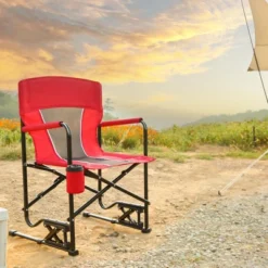 Sevobal Outdoor Portable Chairs Freestyle Rocker Camping Chair With Durable Armrests And Drink Holder For Patio And Backyard, Red, 36.02"*4.92"*25.2" -Household Items GUEST 7c2bc2ae c2e5 4745 93bc 71316304ae9e