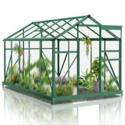 SEVOBAL Greenhouse Quick Setup For Outdoors With Roof Vent Walk In Green Houses Opendoor For Outside Outdoor Garden Backyard, Green, 135"*68"*13.5" -Household Items GUEST 7d0e3252 30f7 4623 9ee2 743c5a907219