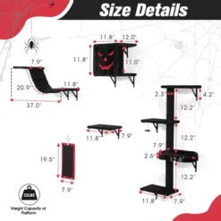 Sevobal Pet Tower 5 PCS Gothic Wall Mounted Cat Furniture, Luxury Cat Wall Furniture Set, Cat Climber, Cat Bridge, Multicolored, 11.8"*7.9"*36.6" -Household Items GUEST 7e400ca5 4435 4512 8e41 f0aec6d55b24
