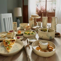 SEVOBAL Serving Platters Handcrafted Ceramic Chip And Dip Serving Set, Elegant Party Platters For Entertaining In Parties, Beige, 1.97"*9.25"*1.97" -Household Items GUEST 7f81eb42 1523 4601 bef1 d157a9f382f2