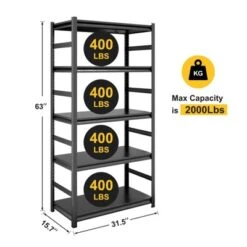 SEVOBAL Utility Storage Shelves Adjustable Heavy Duty Metal Shelving Unit For Kitchen Garage And Pantry, Black, 31.5"*15.7"*63" -Household Items GUEST 81af7b0c 7ff3 4bfb b2e3 4533c97aca04
