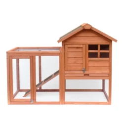 SEVOBAL Easily ,assembled Wooden Rabbit House Chicken Coop Kennels,Brown (48.03"*24.8"*36.22")