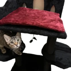 SEVOBAL Pet Tower Gothic Style Halloween Themed With Coffin Bed, Spooky House, Scratching Posts For Cats Play, Rest, Black, 17.32"*10.63"*14.57" -Household Items GUEST 8485daf3 909d 43c9 87a2 01d9cdc98ae0