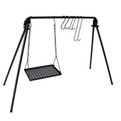 SEVOBAL Grill Cookware Adjustable Hanging Campfire Grill, Foldable BBQ Swing Rack With Iron Grates For Camping, Picnics, Black, 58.66"*36.61"*38.58" -Household Items GUEST 8532834f d1d1 4a91 8b93 9689fa19b6e4