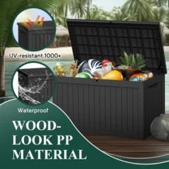 SEVOBAL Deck Boxes, 230 Gal Outdoor Storage Deck Box, Small Patio Storage Bin For Garden Tools, Black, 57.87"*32.24"*33.66" -Household Items GUEST 868e1b70 50e8 4b50 ae41 469d7065b04f