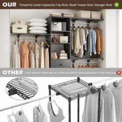 SEVOBAL Freestanding Coat Racks Expandable Wardrobe Rack With 3 Drawers And Shelves, High-Capacity Closet Organizer, Gray, 10.5"*44"*20.5" -Household Items GUEST 86da174b 3b89 46e6 abcf 0bf07b590008