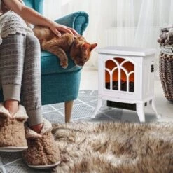 SEVOBAL Fireplace Insert Heater Mantel 3D Flame Fireplace Stove Bottom Air Outlet Fire Place Panoramic Fire Place Heater, White, 15.6"*10.6"*17.3" -Household Items GUEST 87805790 9cb5 418f 84f0 80dc6f982862