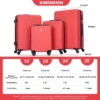SEVOBAL Luggage 4 Piece ABS Lightweight Suitcase Set With TSA Lock Rotating Wheels For Travel, Red, 20.2"*11.5"*30.15"