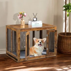 SEVOBAL Pet Crates And Houses Rustic Chic Pet Crate And Side Table, Multi-Functional Furniture For Dogs And Cats In Bedroom, Brown, 40.4"*26.9"*7.3" 10 SEVOBAL Pet Crates And Houses Rustic Chic Pet Crate And Side Table, Multi-Functional Furniture For Dogs And Cats In Bedroom, Brown, 40.4"*26.9"*7.3" -Household Items GUEST 885a4a55 1107 4462 b451 81812497364f