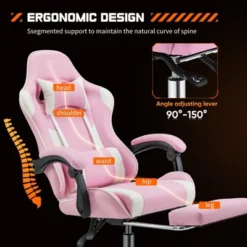 SEVOBAL Task And Office Chairs User Friendly Gaming Chair With Footrest And Adjustable Lumbar Support For Long Hours Of Play, Pink, 26.7"*25.3"*52.3" -Household Items GUEST 895e7659 6438 479c 9870 e20e6177d1f6