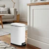 SEVOBAL Trash Can Kitchen Garbage Can Trash Cans Rectangle Stainless Steel With Soft Close Lid Step Foot Pedal Bathroom Toilet, White, 19"*14"*9" -Household Items GUEST 8971f7a1 2201 4968 9345 05f127f49f1e