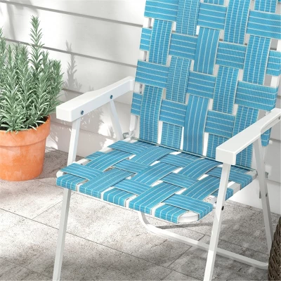 Sevobal Outdoor Portable Chairs 2PCS Folding Strap Chair Set With Armrests And Steel Frame For Patio And Garden, Blue, 22.5"*22.5"*37" 5 Sevobal Outdoor Portable Chairs 2PCS Folding Strap Chair Set With Armrests And Steel Frame For Patio And Garden, Blue, 22.5"*22.5"*37" - Image 3