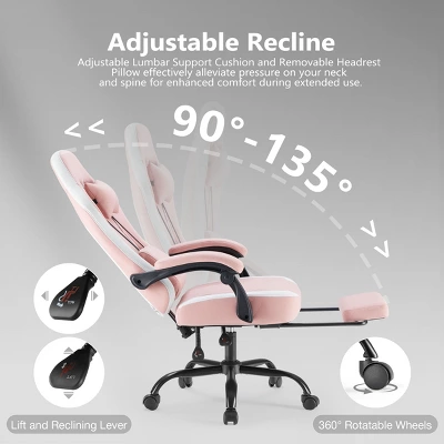 SEVOBAL Office Chair Desk Chair Computer Chair Office Chairs With Lumbar Support Swivel Rolling Easy Assembly Home Gift, Pink, 25.2"*25.4"*48.4" 5 SEVOBAL Office Chair Desk Chair Computer Chair Office Chairs With Lumbar Support Swivel Rolling Easy Assembly Home Gift, Pink, 25.2"*25.4"*48.4" - Image 3
