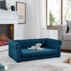 SEVOBAL Pet Beds Elevated Dog Sofa Bed Modern Rectangle Design Fit Small Medium Dogs For Living Room Bedroom, Blue, 39.5"*23.6"*15"