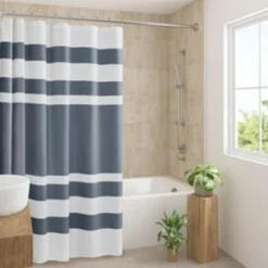 SEVOBAL Shower Curtain Water Repellent 3M Treatment With Waffle Weave Texture For Bathroom, Dark Blue, 72"*108"*0.13"